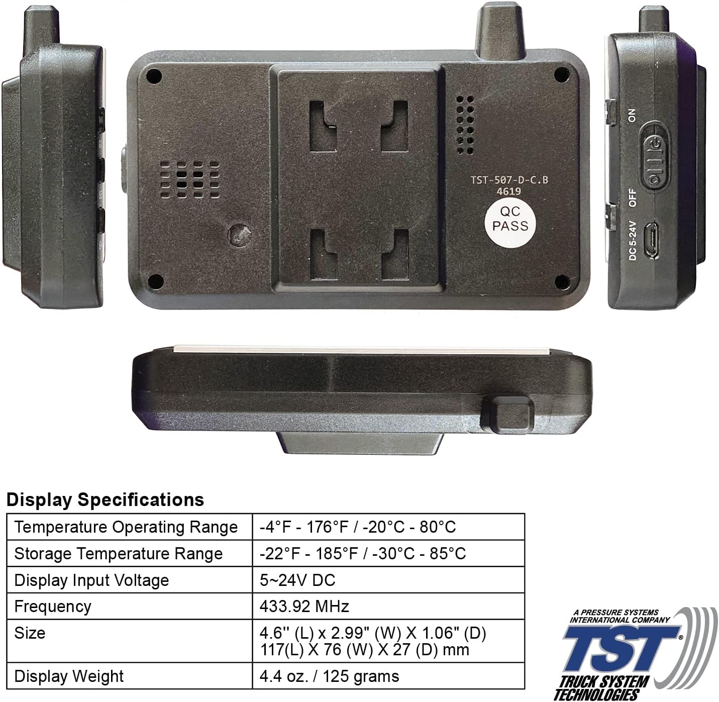 Truck Systems Technology TST 507 Tire Pressure Monitor w/ 12 Cap Sensors with Color Display