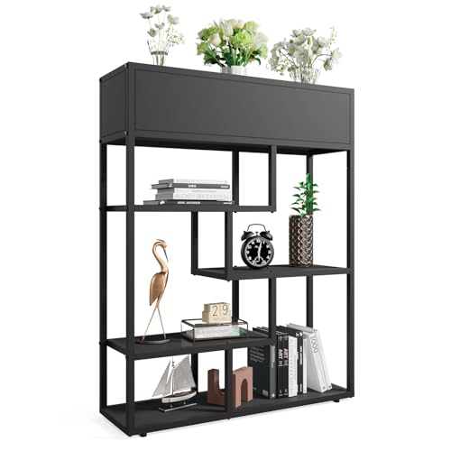 Bookshelf 4 Tier Modern Bookcase, Multifunctional Flower Stand and Bookshelf, Modern Plant Display Rack for Home Decor