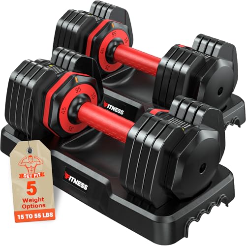 Adjustable Dumbbells Set of 2, 1-Sec Adjustable Weights Dumbbells Set, 5 in 1 Free Dumbbell with Anti-Slip Texture Handle
