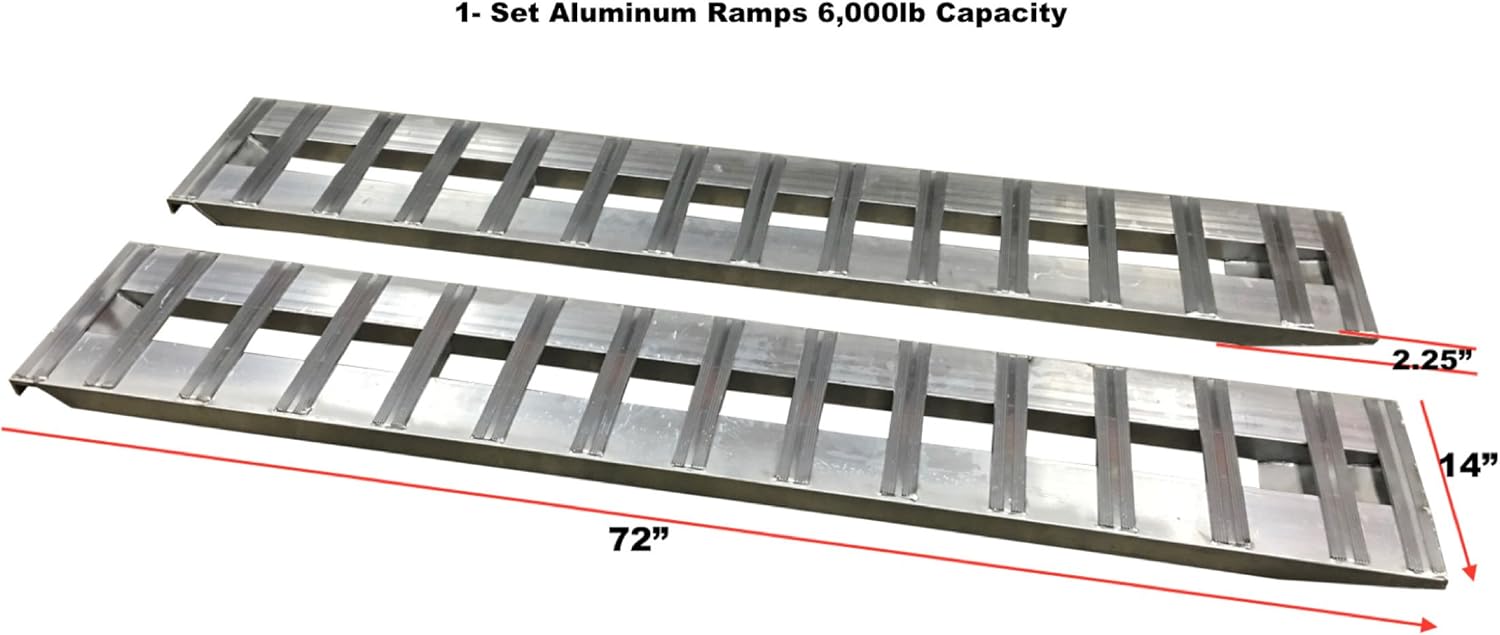 GEN-Y Hitch Aluminum Trailer Ramps ATV car Truck ramps 1- Set Two ramps = 6000lb Capacity 14" Wide 72" Long