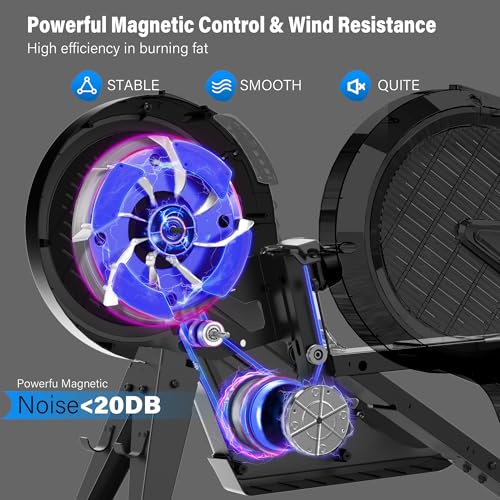 pooboo Rowing Machines for Home, Dual Wind & Magnetic Resistance, Foldable Row Machine 400 LB Weight Capacity