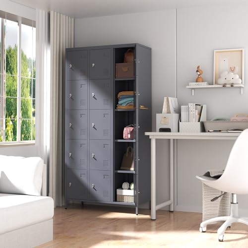 Metal Locker 3 Doors Storage Lockers for Employee,72" Tall Locker with Shelves and Hooks Steel Sports Locker for Office School Office Gym Home Garage