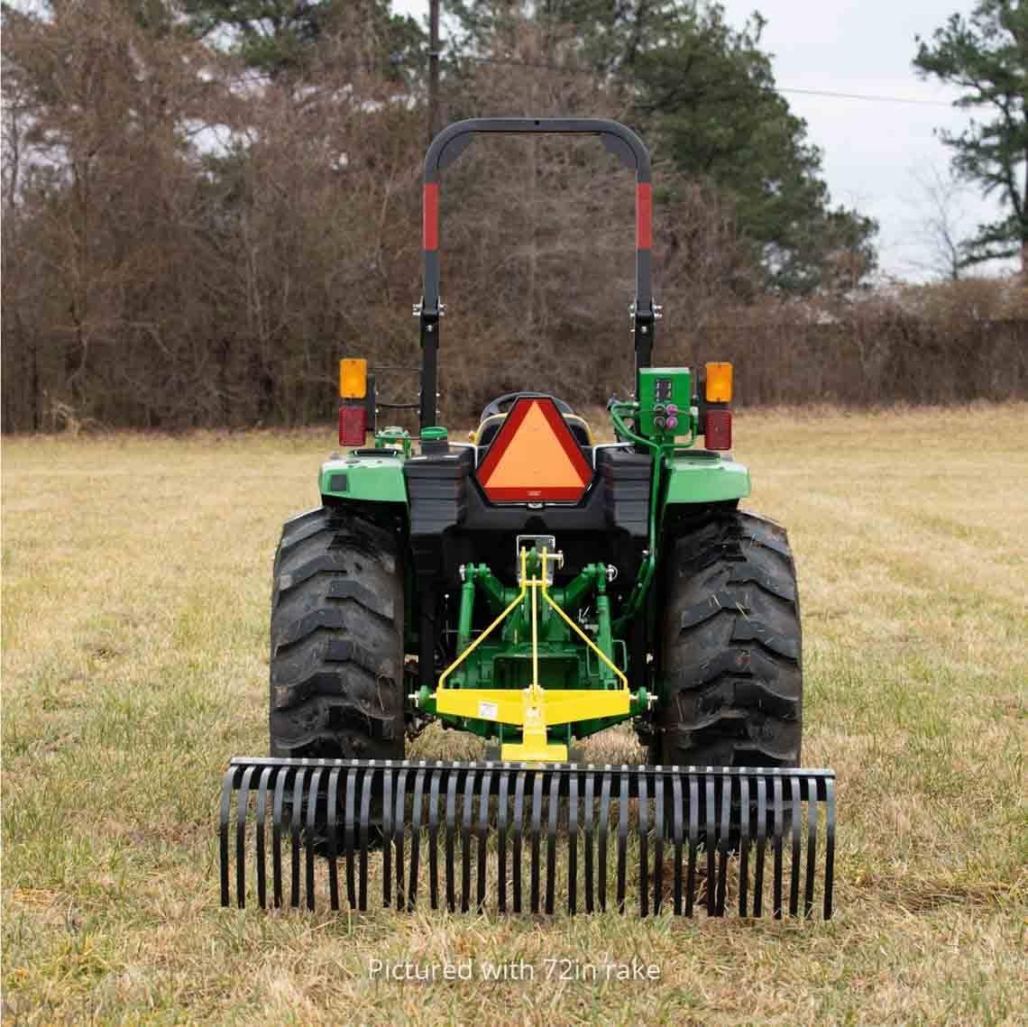 Titan Attachments 5-Ft Landscape Rake for Compact Tractors, Quick Hitch Compatible Tow-Behind Garden Tool