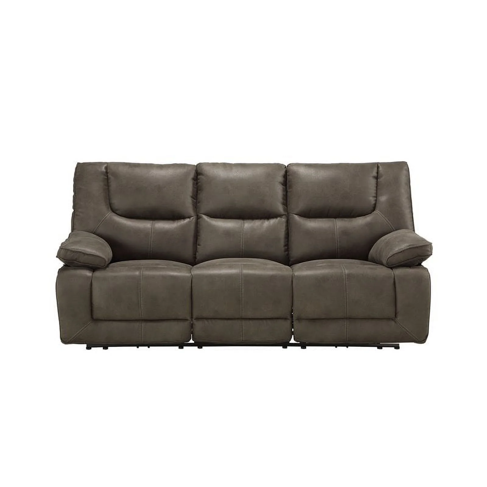 Bowery Hill Leather-Aire Power Reclining Sofa in Gray