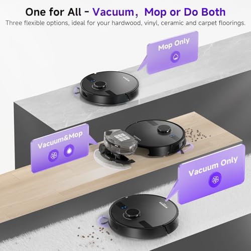 MONSGA Robot Vacuum and Mop Combo, 5000Pa Robotic Vacuum with 3.5L Self Emptying Station, Lidar Navigation Robot Vacuum Cleaner, 180mins Runtime