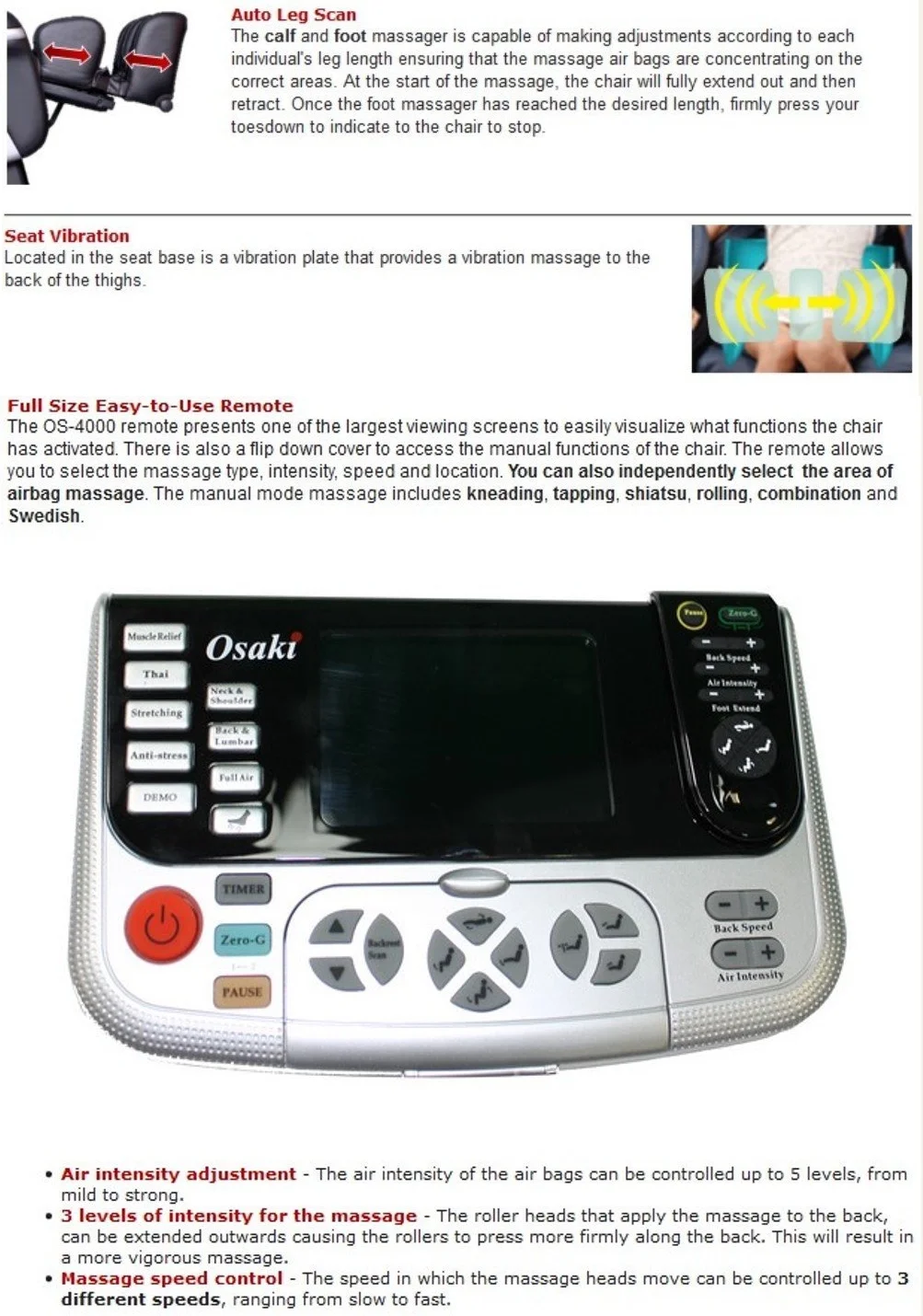 Osaki OS-4000T Zero Gravity Massage Chair, Charcoal, Computer Body Scan, 0 Gravity Design, Unique Foot Roller, Next Generation Air Massage Technology