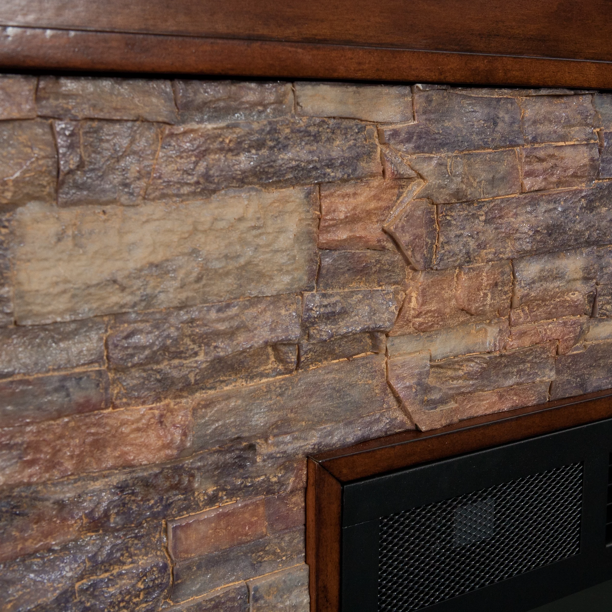 SEI Furniture Canyon Heights Simulated Stone Electric Fireplace 60 x 35.5 Freestanding Indoor Electric Fireplaces