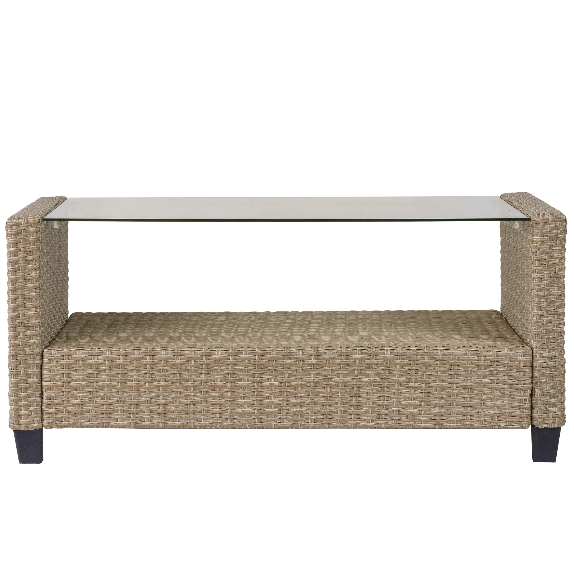 4 Piece Patio Sectional Sofa Set, Outdoor Conversation Set, All-Weather Wicker Sectional Seating Group with Cushions & Coffee Table