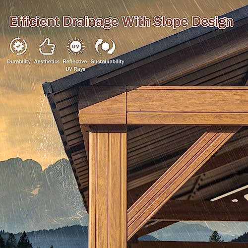 Domi 10' x 10' Hardtop Gazebo Outdoor Metal Gazebo with Galvanized Steel Double Roof Canopy, Curtains and Netting for Patio, Backyard, Deck