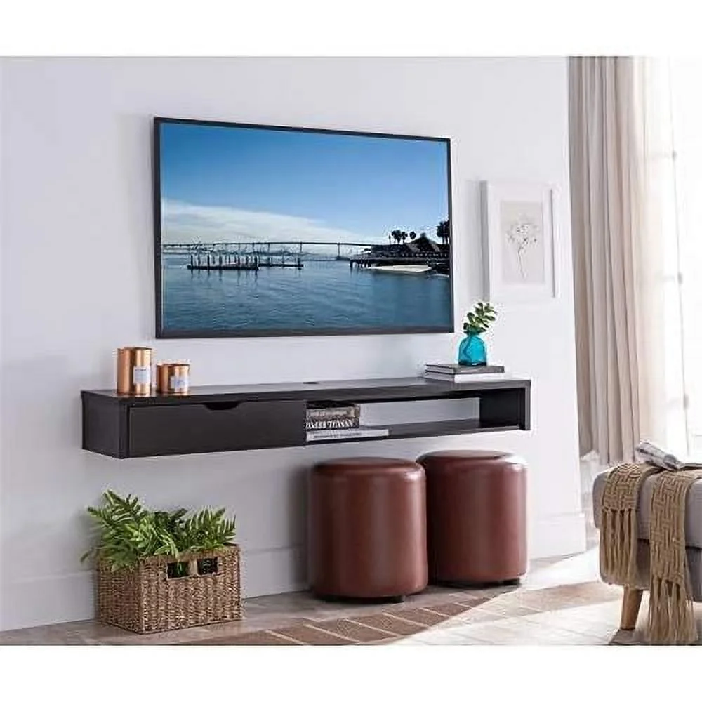 Modern Wood Floating TV Stand For Tvs Up To 60" In Cappuccino