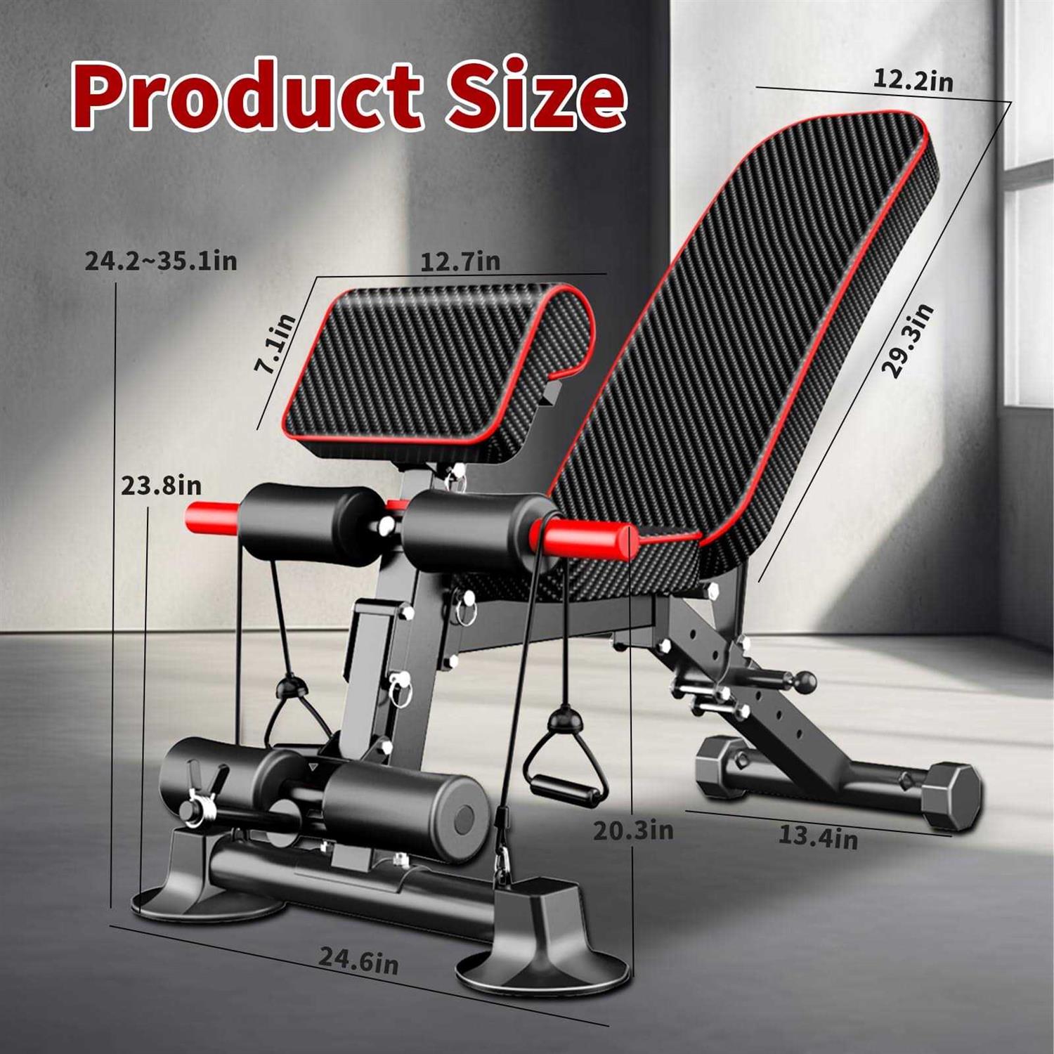 K KiNGKANG Adjustable Weight Bench,Utility Workout Bench Foldable Incline Decline Benches for Home Gym Full Body Workout,Load 600LBS