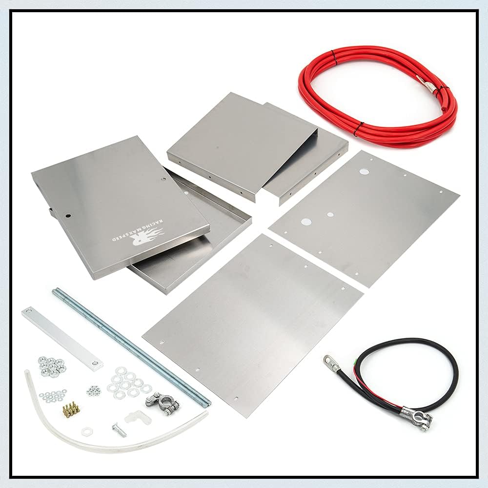 CNRAQR Complete Aluminum Battery Box Relocation Kit Universal Billet Race Off Road Kit fit for all cars