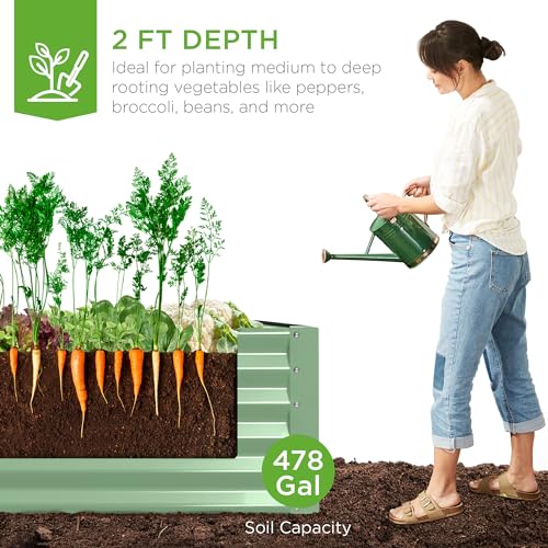 Best Choice Products 8x4x2ft Outdoor Metal Raised Garden Bed, Deep Root Planter Box for Vegetables, Flowers, Herbs