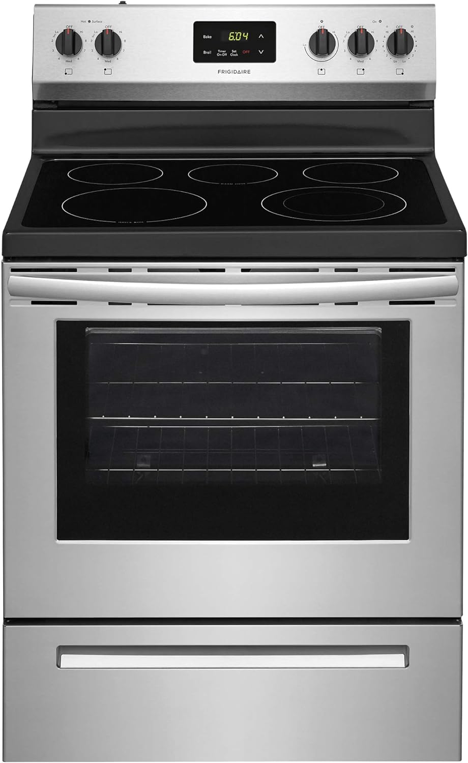 Frigidaire FCRE3052AS 30 Freestanding Electric Range with 5.3 cu. ft. Capacity Quick Boil Store-More Storage Drawer and SpaceWise Expandable Elements