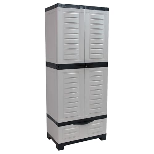 Sunnydaze Lockable Storage Cabinet – Indoor or Outdoor Utility Storage Cabinet with 3 Adjustable Shelves - 57.5" H – Garage, Office, Home
