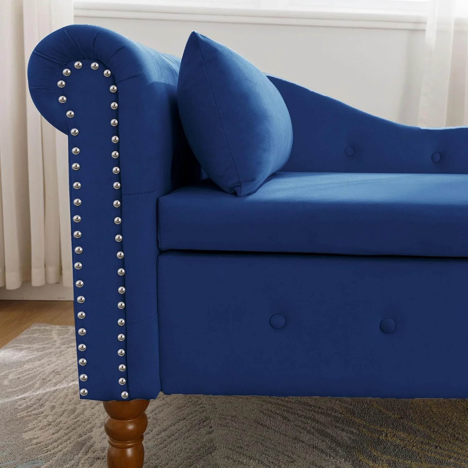 Chaise Lounge Indoor,Velvet Lounge Chair With Storage And Pillow