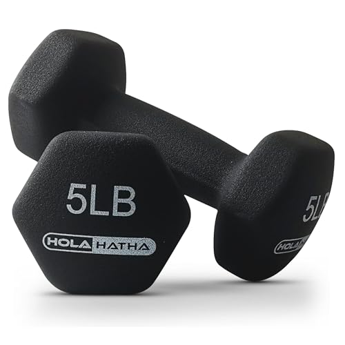 HolaHatha Neoprene Dumbbell Free Hand Weight Set with Rack, Ideal for Home Exercises to Gain Tone and Definition