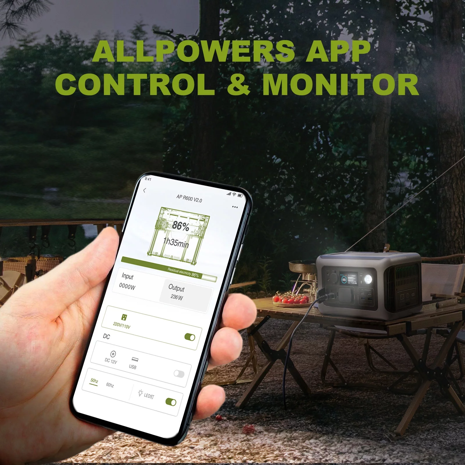 ALLPOWERS R600 Portable Power Station 600W, 299Wh LiFePO4 Battery, Wireless Charging, Solar Generator for Camping Home Emergency off-Grid