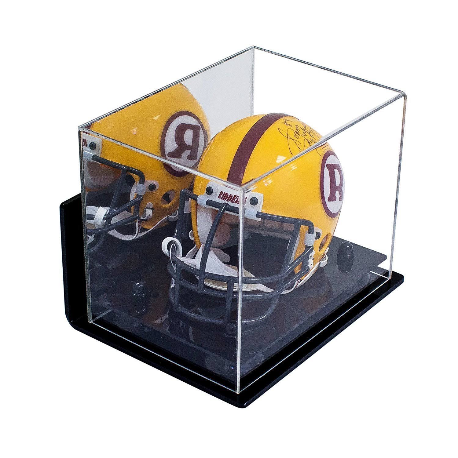 Versatile Deluxe Clear Acrylic Display Case - Small Rectangle Box with Black Risers 8.25 inch x 6 inch x 6.75 inch (a003-br)