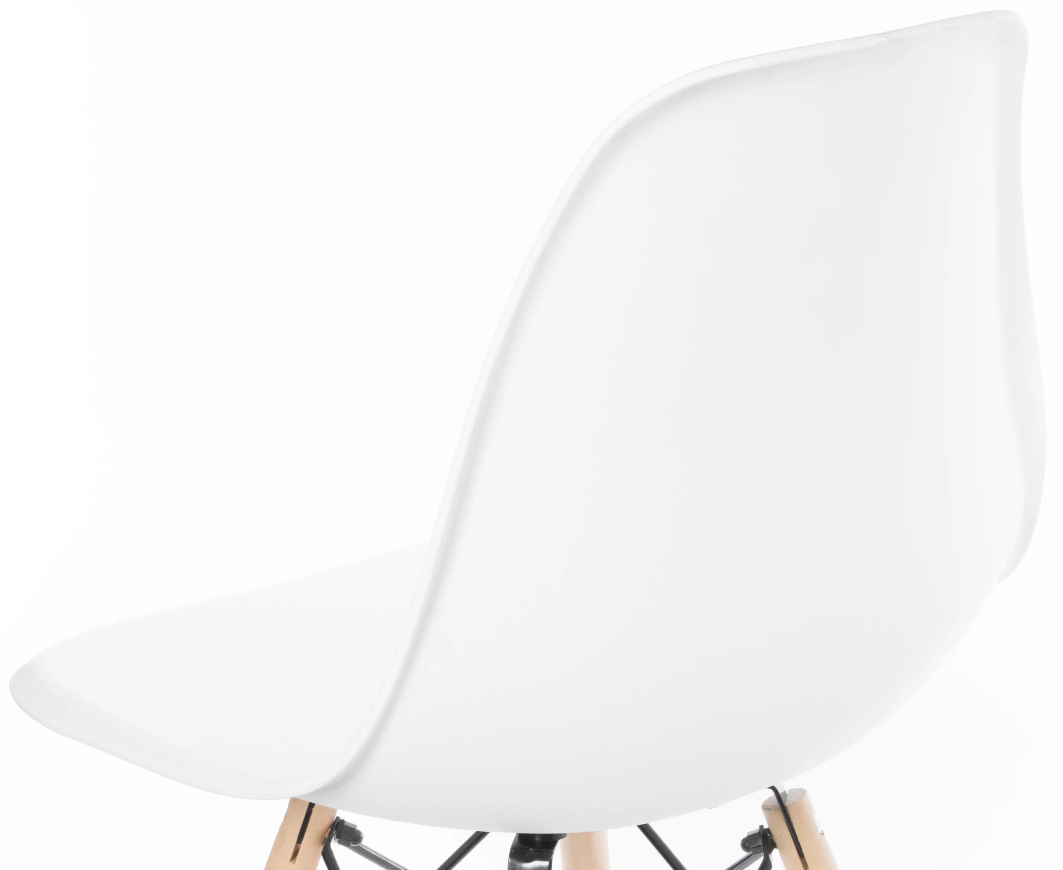 Fabulaxe  32.5 x 18 x 20 in. Mid-Century Modern Style Plastic DSW Shell Dining Chair with Solid Beech Wooden Dowel Eiffel Legs, White