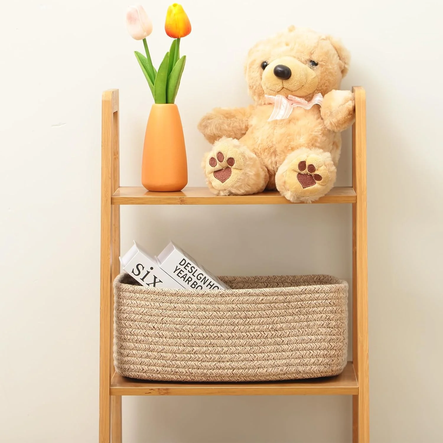 AllWays Plaza Small Storage Baskets for Organizing | Closet Organizer Bins | Shelf Toy Basket | Woven Rope Baskets | Cube Decorative Box | Shallow