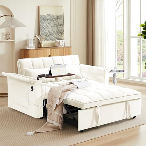WIIS' IDEA Convertible Sofa Bed,3 in 1 Velvet Sleeper Sofa Pull-Out Bed