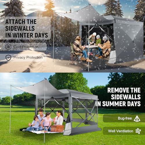 COBIZI 12x12ft Pop up Gazebo Screen Tent Screen House for Camping, Camping Outdoor Screened Gazebo, Canopy Tent