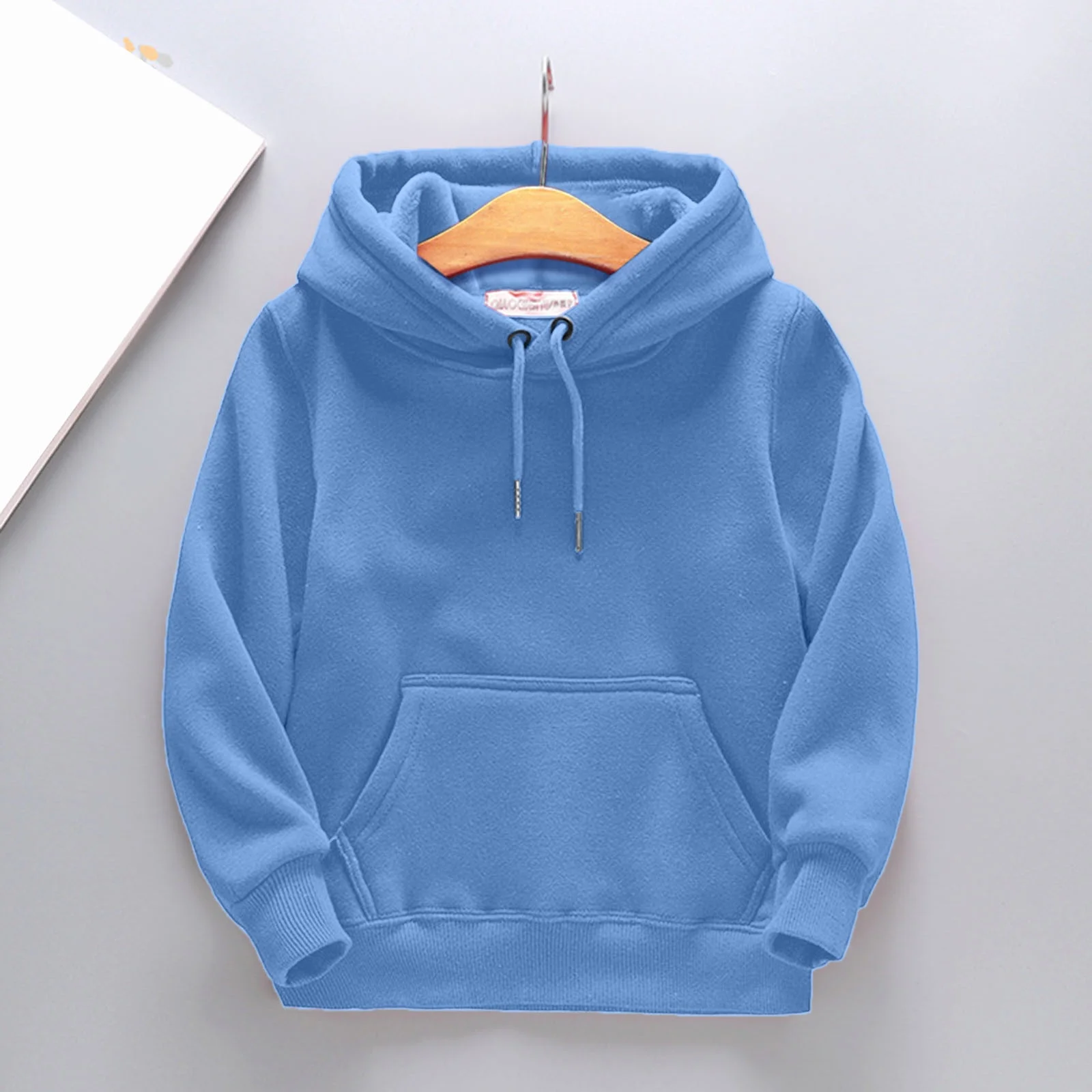 Boys Hoodies Winter Drawstring Hooded Soild Color Print Girls Sweatshirts Kids Pullover with Pockets(110 3-4 Years,A)