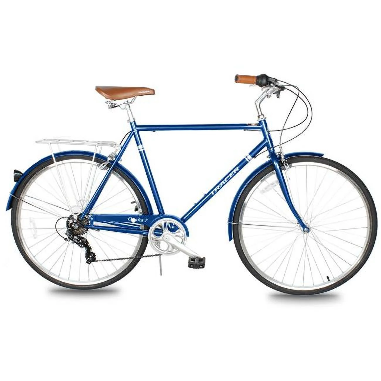 Tracer Osaka 700C 7 Speed 53cm Hybrid City Bikes for Men, Midnight Blue - Curated Treasures Market