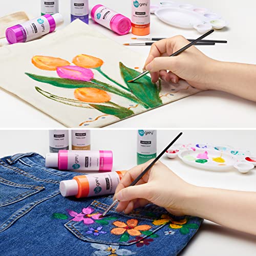 Fabric Paint Set for Clothes, 20 Colors(60ml/2oz Each) Permanent Textile Paint with 6 Brushes, 1 Palette, Washable Fabric Paint