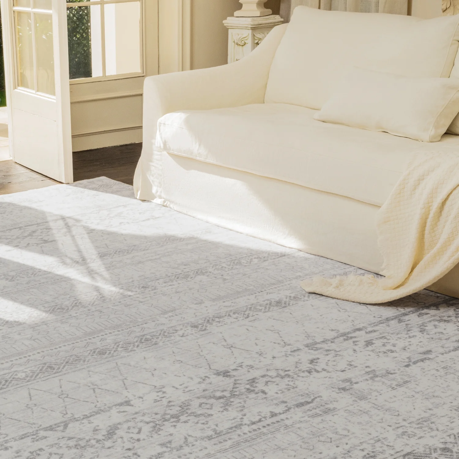 SIXHOME 5'x8' Area Rugs for Living Room Washable Rug Boho Area Rug Neutral Geometric Distressed Rug Moroccan Carpet for Bedroom Dinning Room Foldable