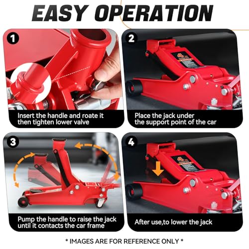Auto Dynasty 4 Ton Low Profile Floor Jack, Heavy Duty Steel Hydraulic Car Jack with Dual Pistons Quick Lift Pump, Hydraulic Racing Floor Jack