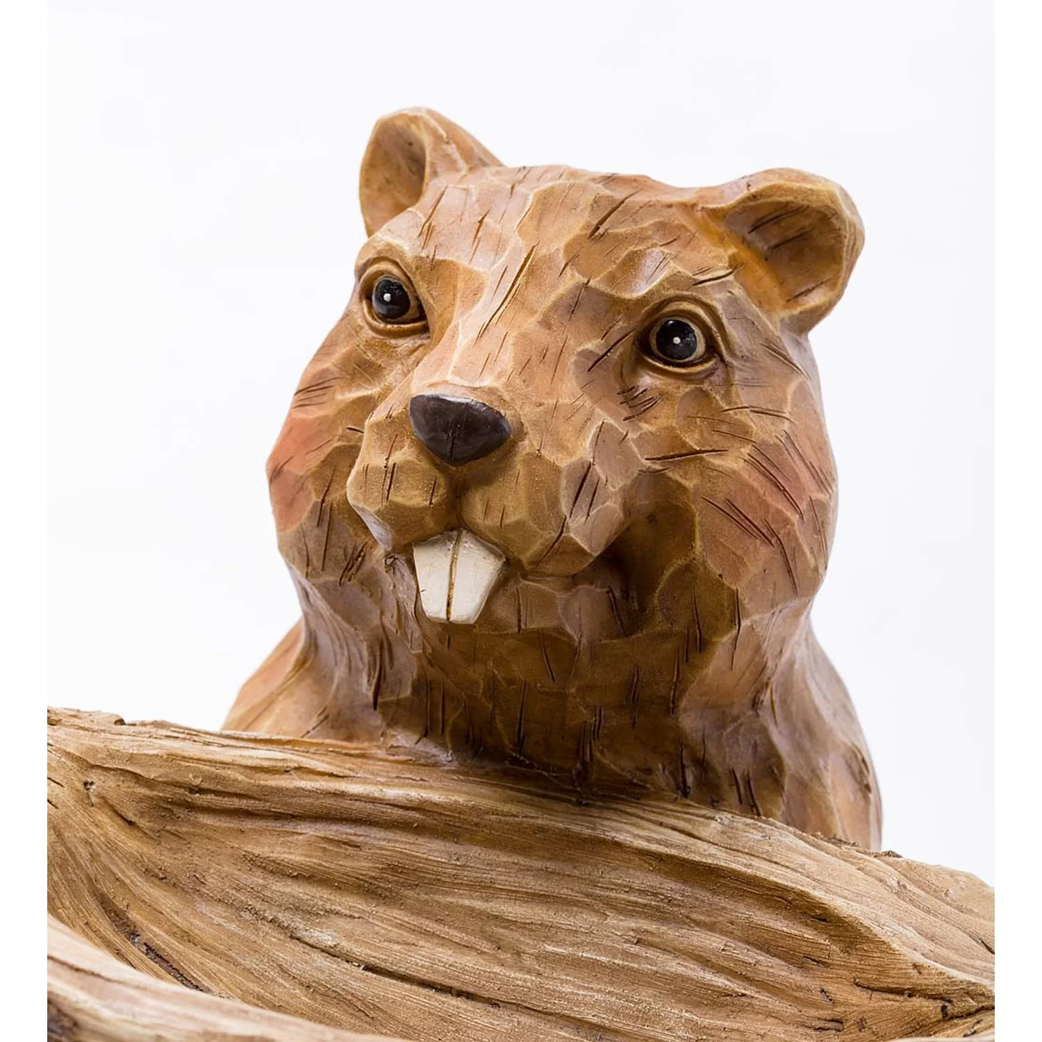Carved Resin Beaver Birdbath