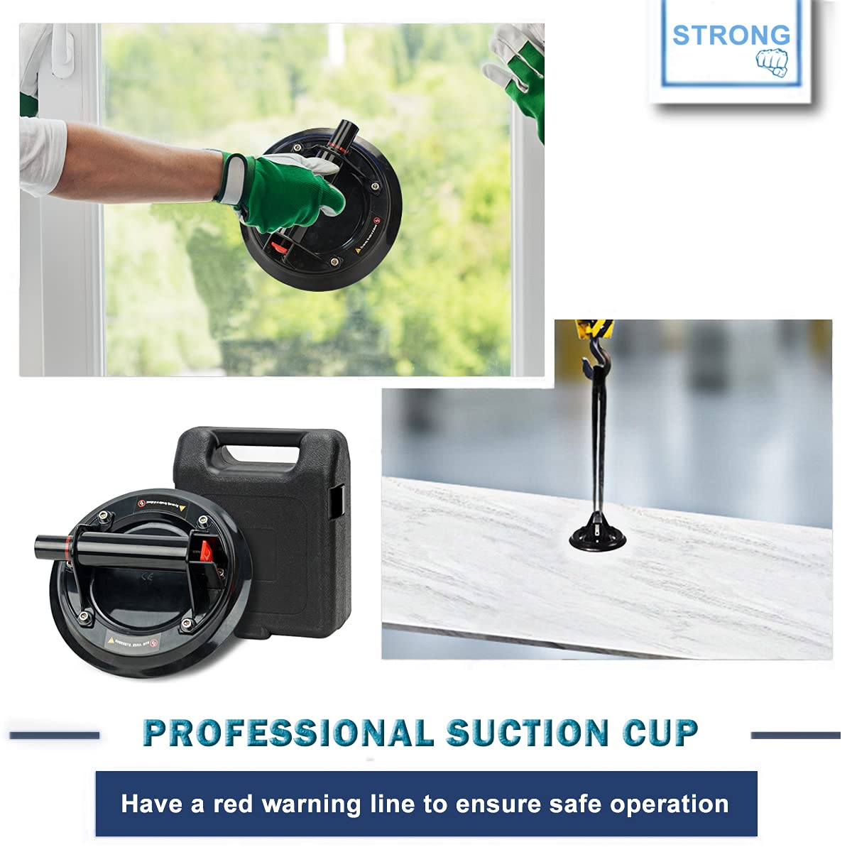 8 Vacuum Glass Suction Cup with ABS Handle Industrial Heavy Duty Glass Sucker Lifter for Moving Large Granite Tile Window Aquarium Lifting Handing