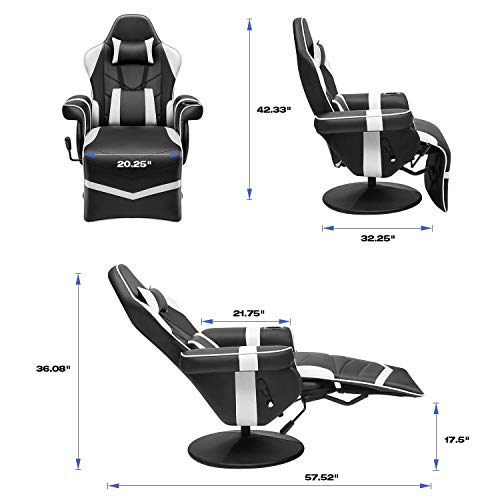 Homall Computer Racing Style Pu Leather Ergonomic Adjusted Reclining Video Gaming Single Sofa Chair with Footrest Headrest and Lumbar Support (Black)