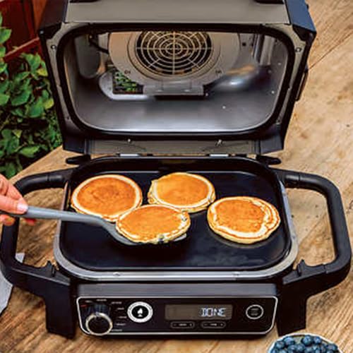 Ninja OG701 Woodfire Outdoor Grill & Smoker 7-in-1 Air Fryer Bake Roast Broil uses Woodfire Pellets(1 Pack Included) Portable, Electric, Grey(Renewed)