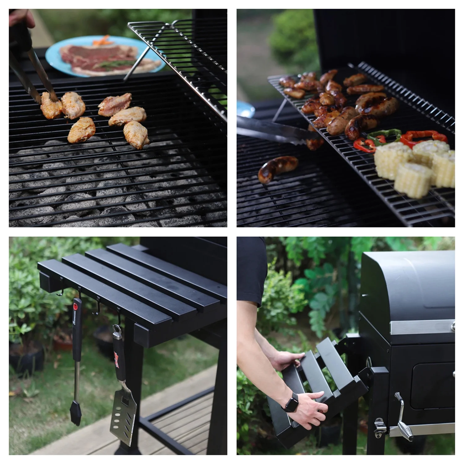 Summit Living 34'' Charcoal Grill Extra Large Portable BBQ Grill, Black