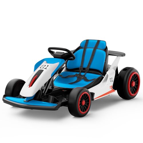 Planet X8 24V Electric Go Kart, 2x150W Drift Kart for Big Kids, 5-Point Safety Belt with Soft Start, Up to 8 MPH Racing Speed, 7AH Large Battery