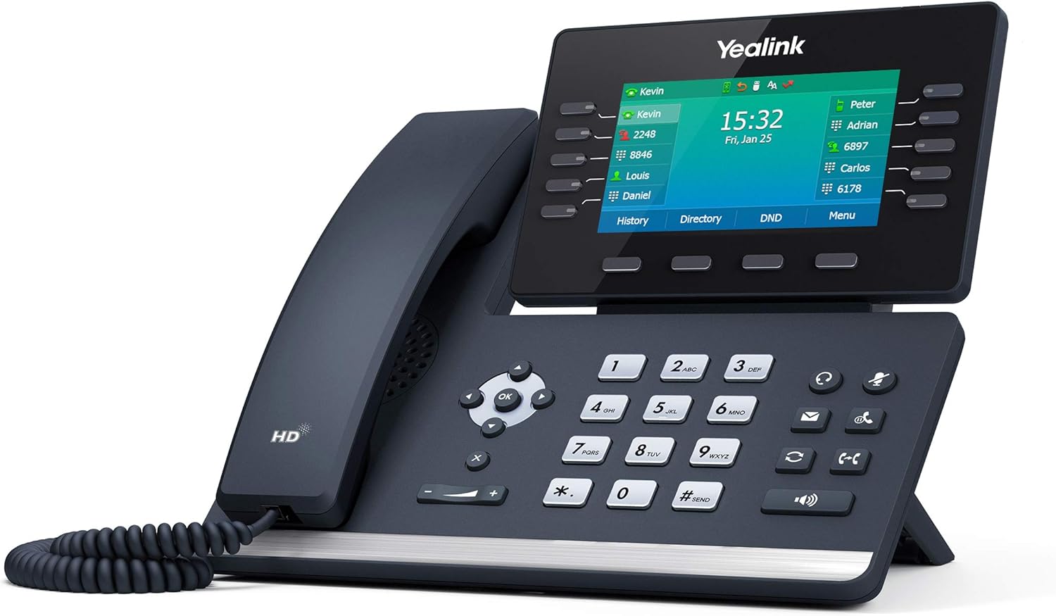 Yealink T54W IP Phone, 16 VoIP Accounts. 4.3-Inch Color Display. USB 2.0, 802.11ac Wi-Fi, Dual-Port Gigabit Ethernet, 802.3af PoE