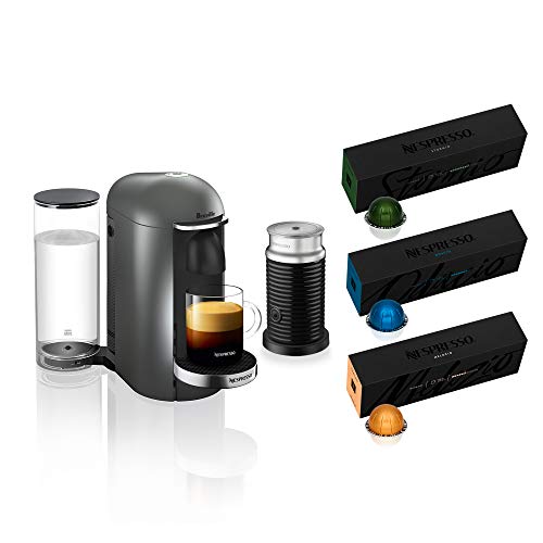 Nespresso VertuoPlus Deluxe Coffee and Espresso Maker by Breville with Aeroccino, Black
