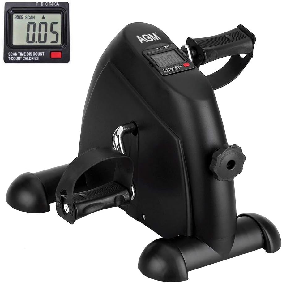 Mini Exercise Bike Pedal Exerciser Portable Cycle Arm and Leg Exerciser with LCD Display Pack of 2