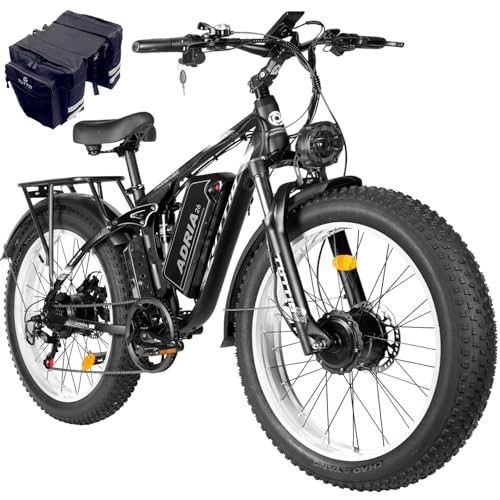 TUTTIO Electric-Bike for Adults-Men, Dual-Motor-Ebike 40-46MPH-Hunting-Ebike, 52V 30AH Long Range Dirtbike, 26" Fat-Tire-Electric-Bicycle