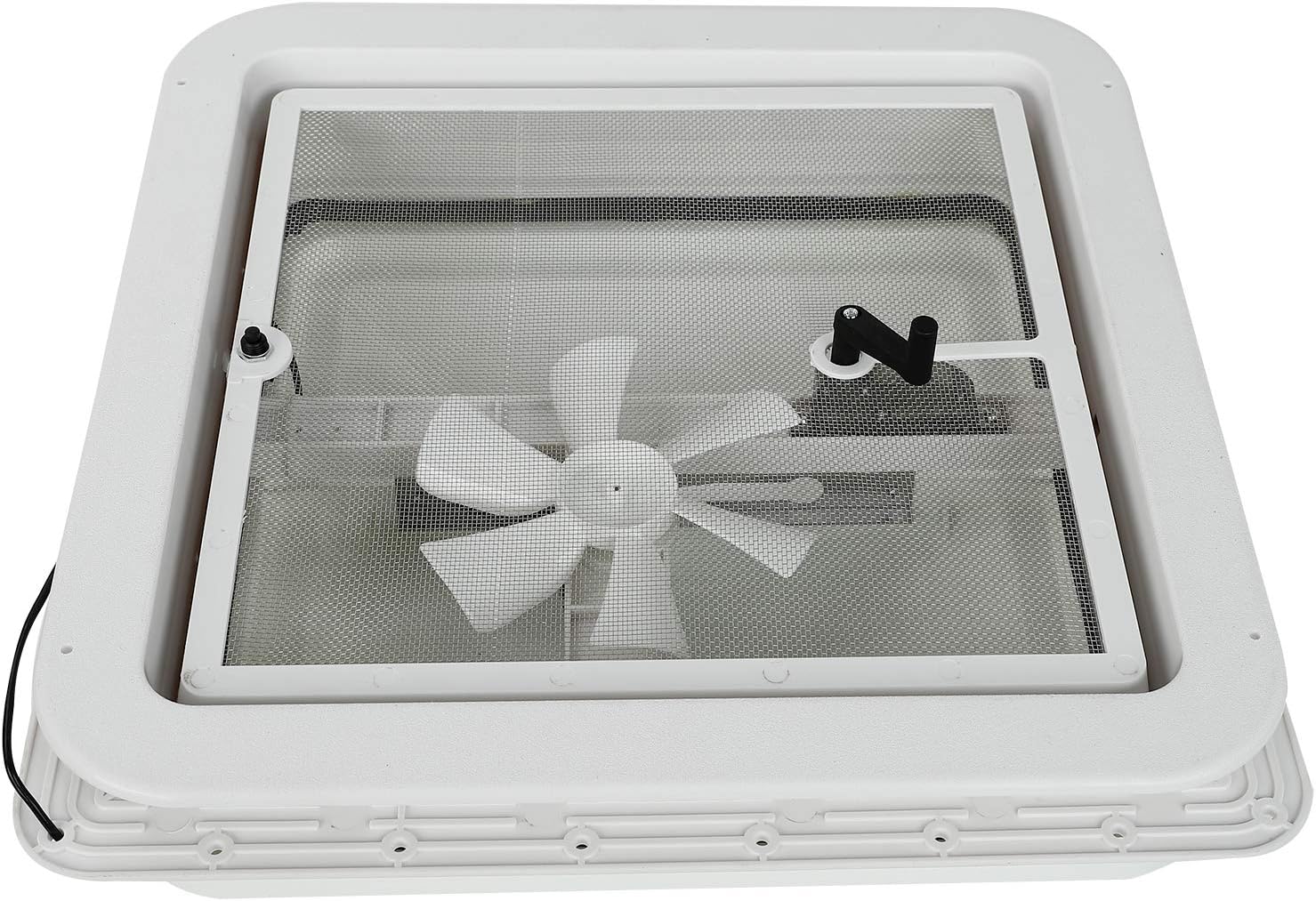 BLACKHORSE-RACING 14 RV Roof Vent Fit for Camper Trailer Universal White Lid Roof Vent with 12V RV Vent Fan 6 Blades White lid Inner for Garnish Ring
