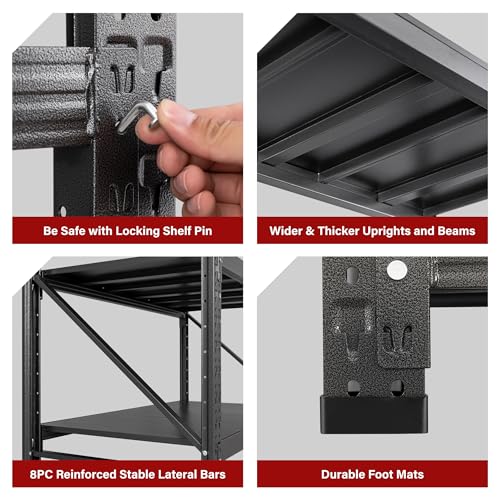5000LBS Heavy Duty Garage Shelving Units,71.3" Wide & Deep Storage Shelves,Metal Garage Shelves,Large Storage Rack,Steel Shelf