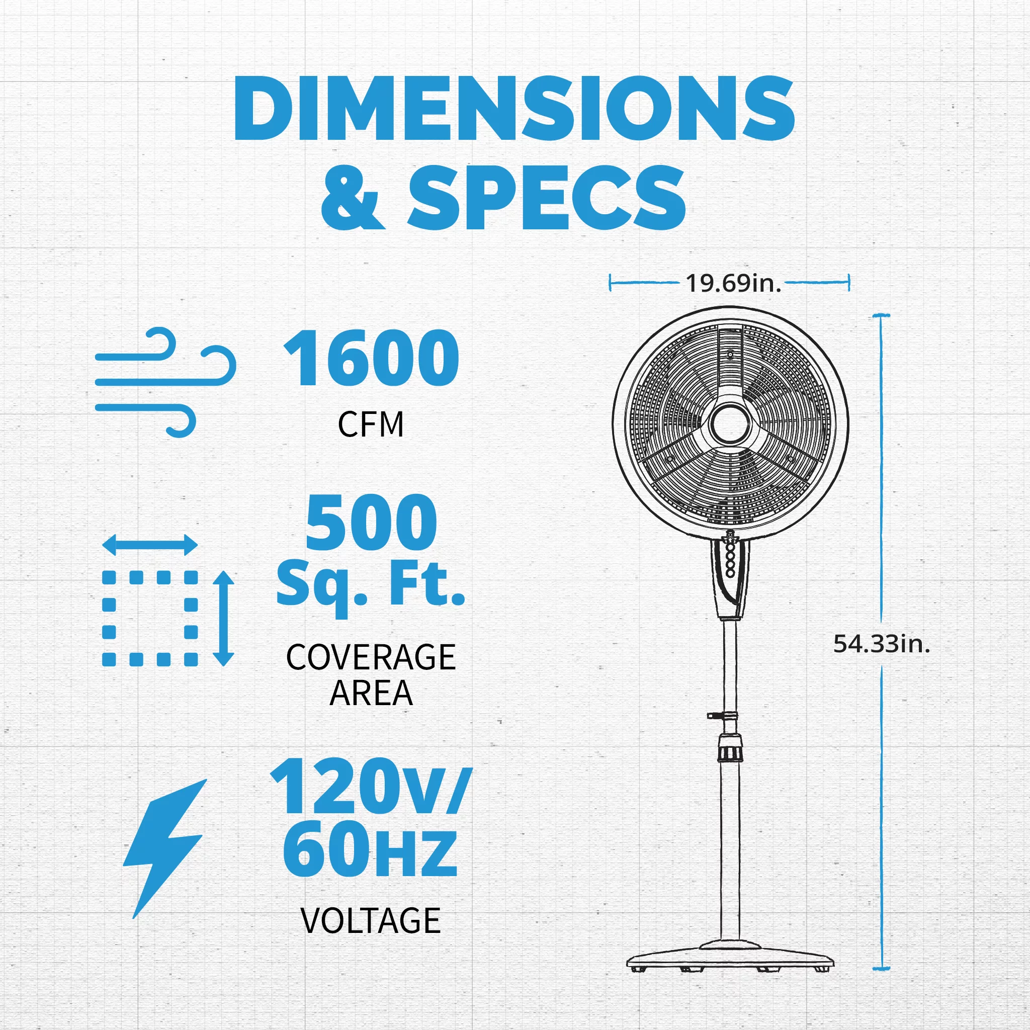 Newair Outdoor Misting Fan & Pedestal Fan, Cools 500 sq. ft. | 3 Fan Speeds