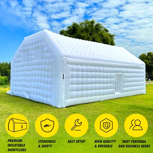WARSUN Large Black Inflatable Nightclub 20x16.5x12Ft Inflatable Party Tent with Logo Area Inflatable Night Club Tent for Adults Wedding Birthday