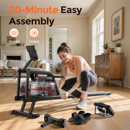 YOSUDA Magnetic/Water Rowing Machine for Home - Rower Machine Use with Bluetooth, App Supported, Rowing Machine for Taller Power Athletes
