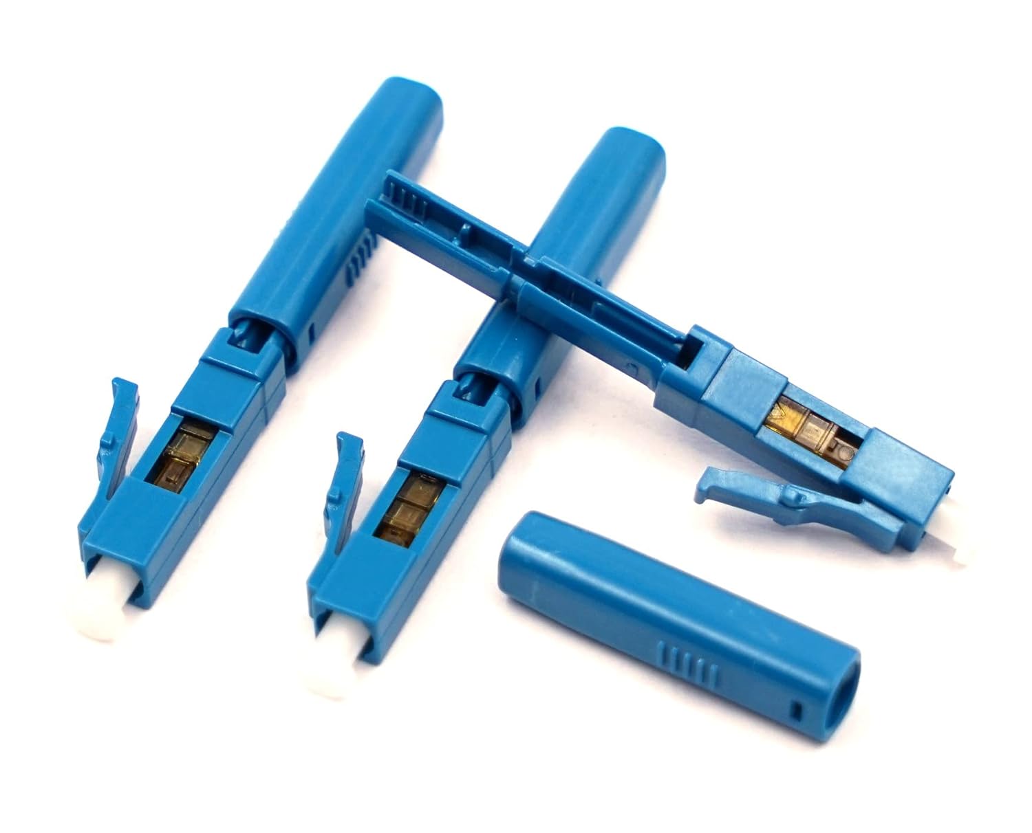 200pcs LC UPC Fiber Optic Quick Connector with Matched Tools Fiber Optic Fast Connectors Single Mode 9/125 Fiber Mechanical Connectors Adapter for
