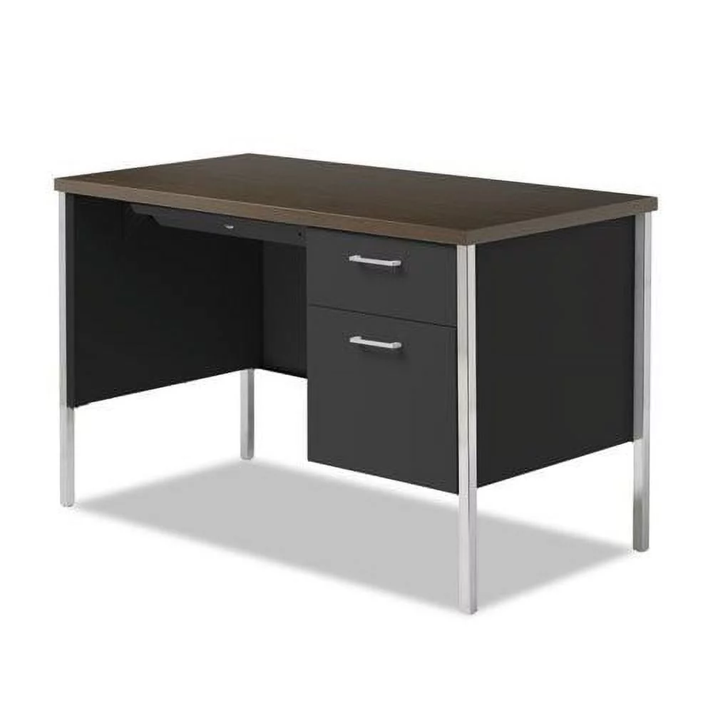 Alera ALESD4524BM 45.25 in. x 24 in. x 29.5 in. Single Pedestal Steel Desk - Mocha/Dark