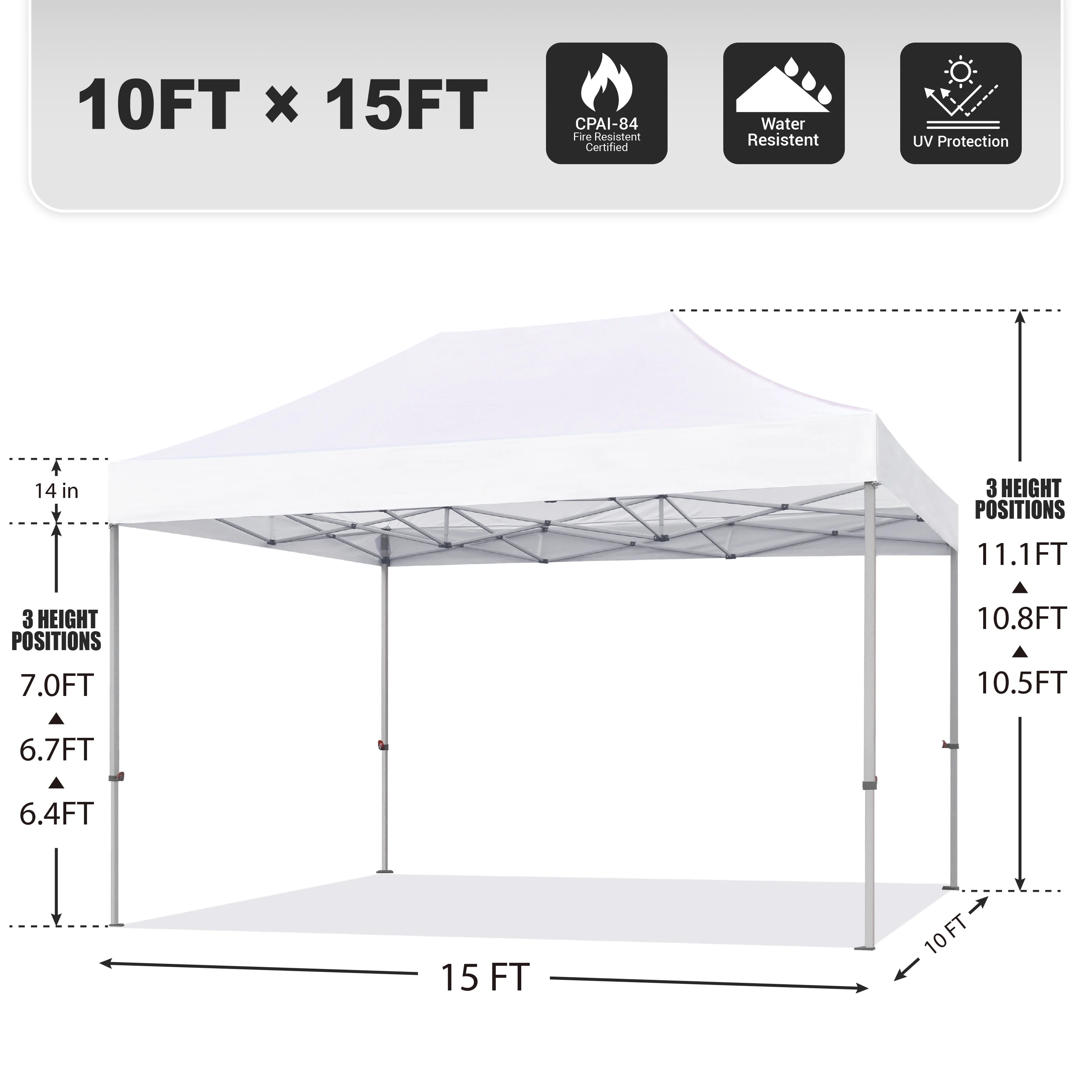 Eurmax Premium 10'x20' Ez Pop up Canopy Tent Bonus Wheeled Bag (Snowy)